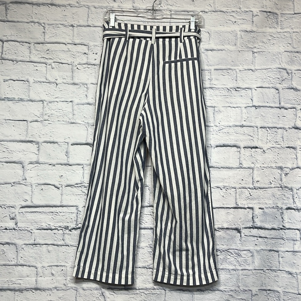 Zara Basic White Blue Gray Striped Paper Bag 100%… - image 4